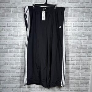 Adidas Women’s Track Pants 3X Black White 3-Stripe Wind Pants NWT